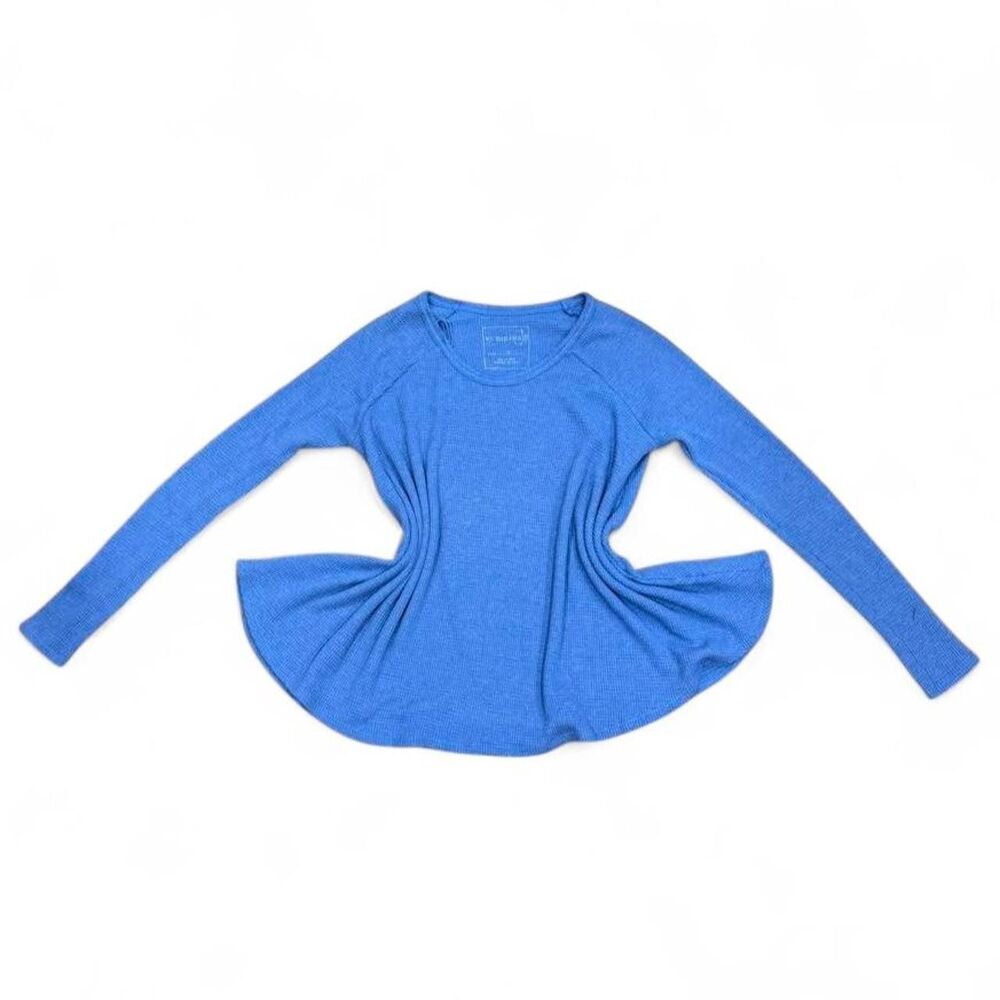 We The Free Rockabilly Raglan Thermal in Cobalt Blue Waffle Knit Thermal Size M